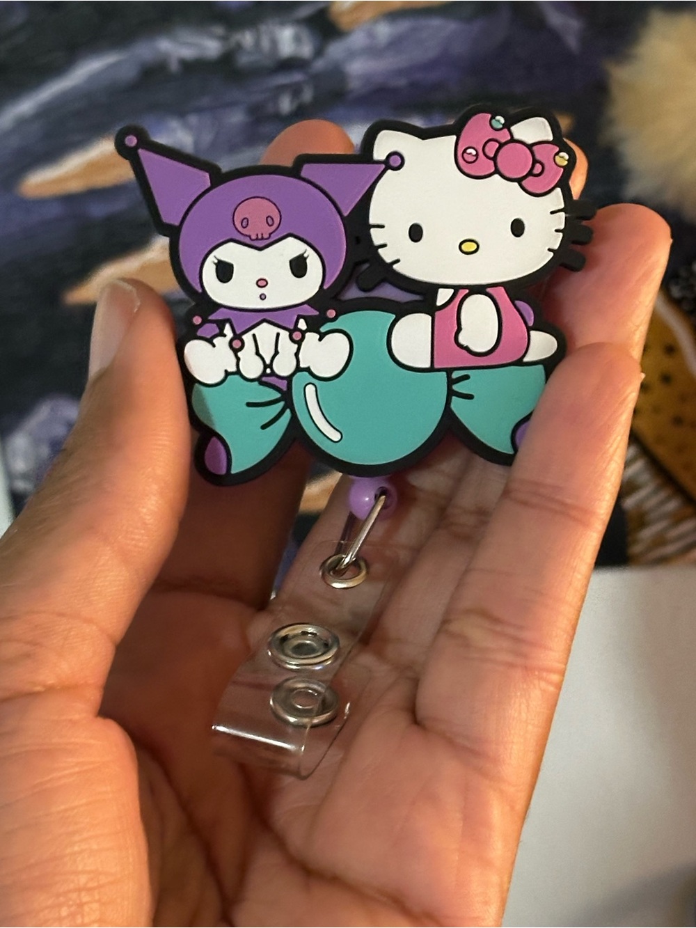 Hello kitty and kuromi badge reel